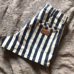 Blue and White Stripe Wrangler Shorts